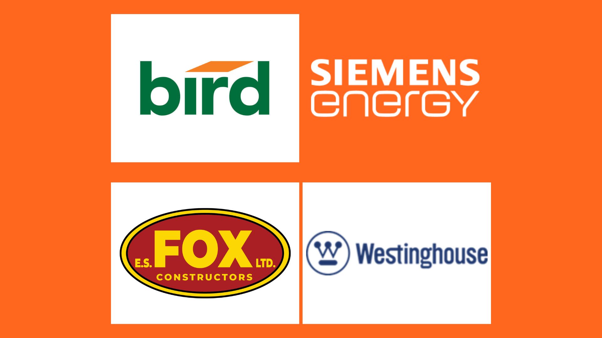 Diamond Sponsor Logos: Bird logo, Siemens Energy logo, E.S. Fox logo, Westinghouse logo